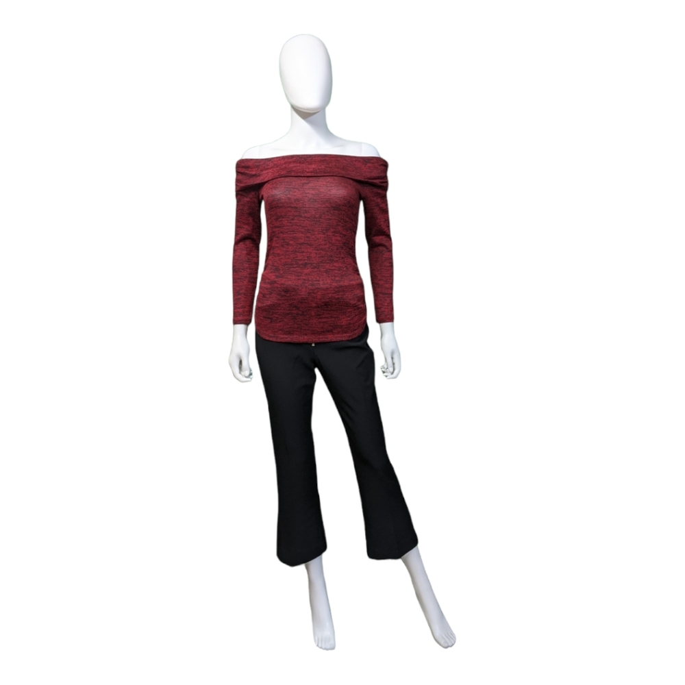 IZ  BYER 91 Marled Lurex Sweater Knit Red M
